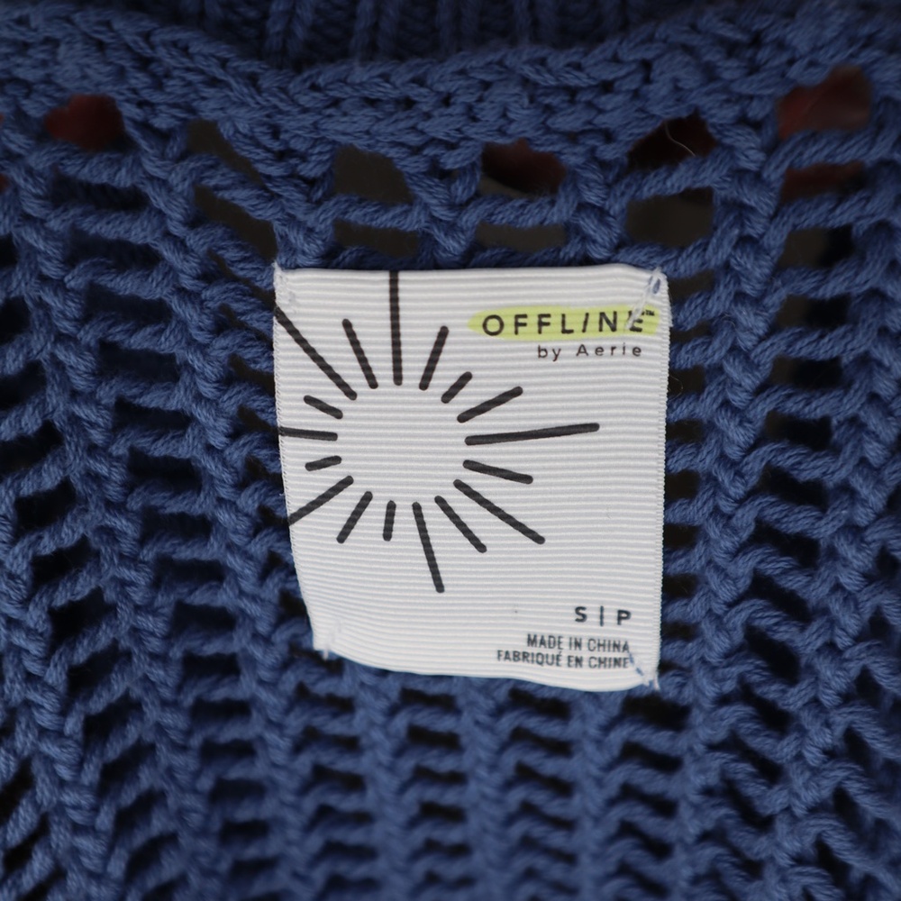 NWOT. Aerie Offline Blue Knit Crop Top SMALL - Picture 4 of 4